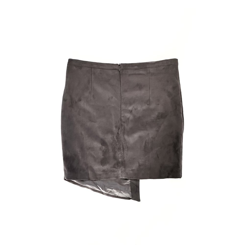 Olivaceous Faux Suede Asymmetric Hem Mini Skirt in Grey - Women's Size Medium - Picture 2 of 2